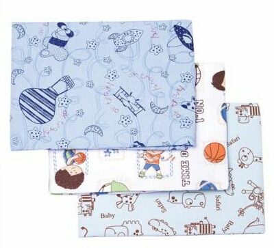 Conjunto Cueiro Estampado Azul  80x60- 3 unidades - Papi Têxtil