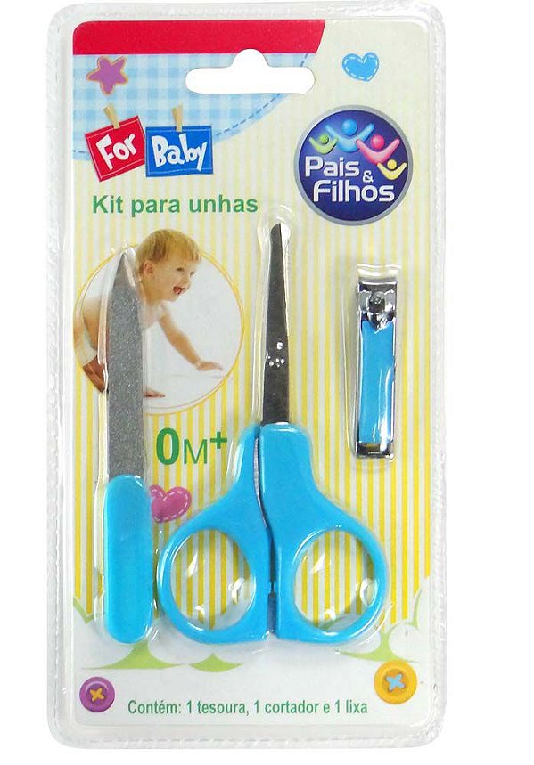 Kit Tesoura Para Unhas Azul - Pais e filhos