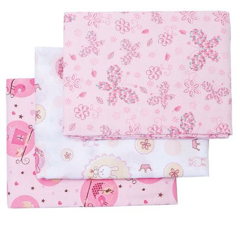 Conjunto Cueiro Estampado rosa 80x50- 3 unidades - Papi Têxtil