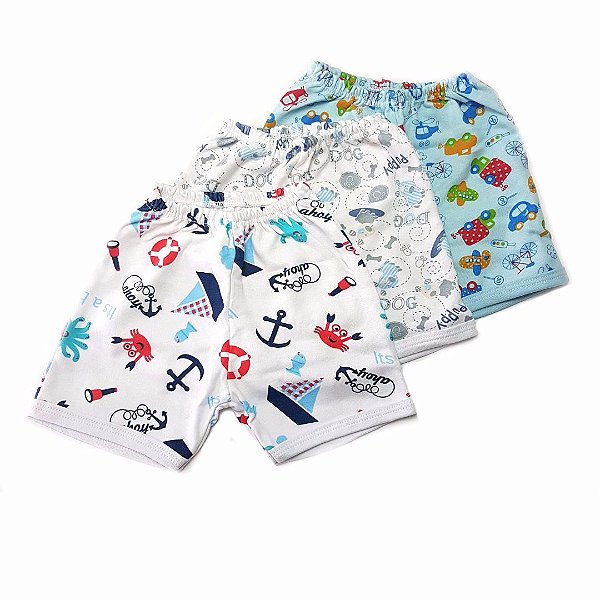 Kit de 3 Shorts Estampados Menino