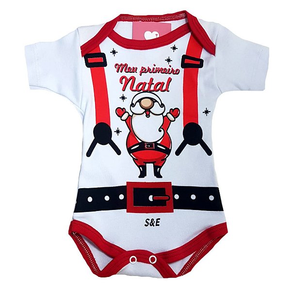 Body de Bebe de Natal - Meu Primeiro Natal HOHOHO