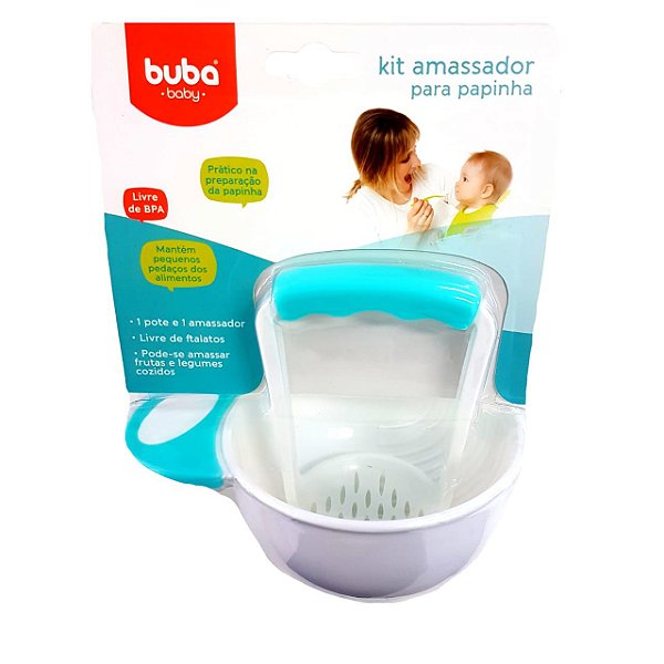 Kit Para Amassar a papinha do bebe- Azul/branco