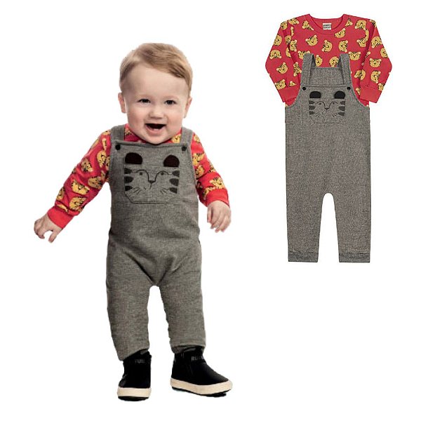 Conjunto Jardineira Infantil Tigrinho Kamylus