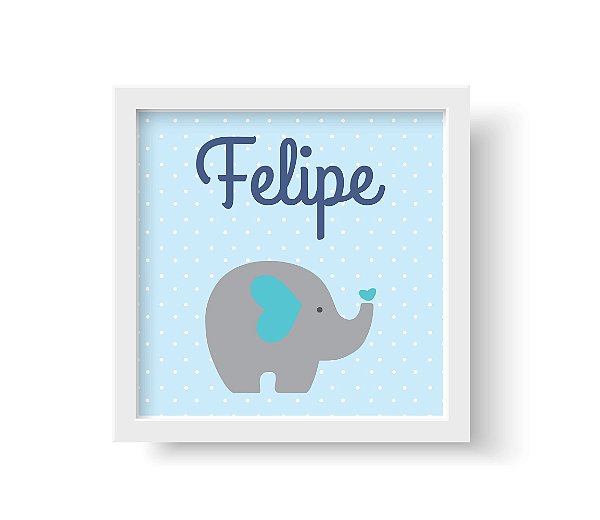 Quadro Decorativo Infantil Elefantinho Azul