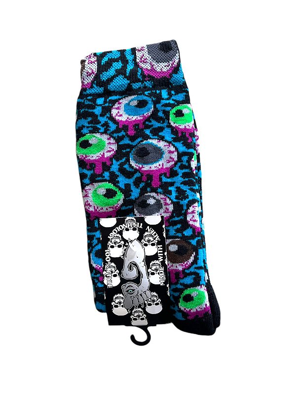 Meia Gnarly Foot Crazy Eyes Azul