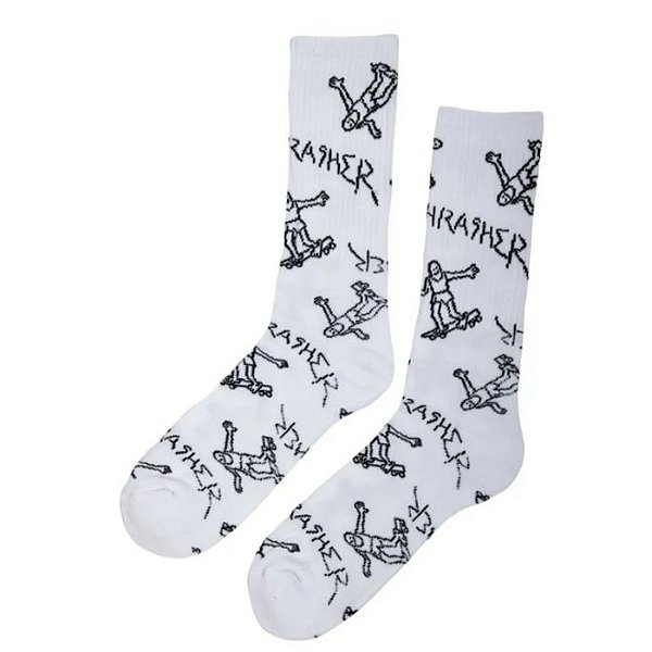 Meia Thrasher Magazine Gonz Pattern Branco