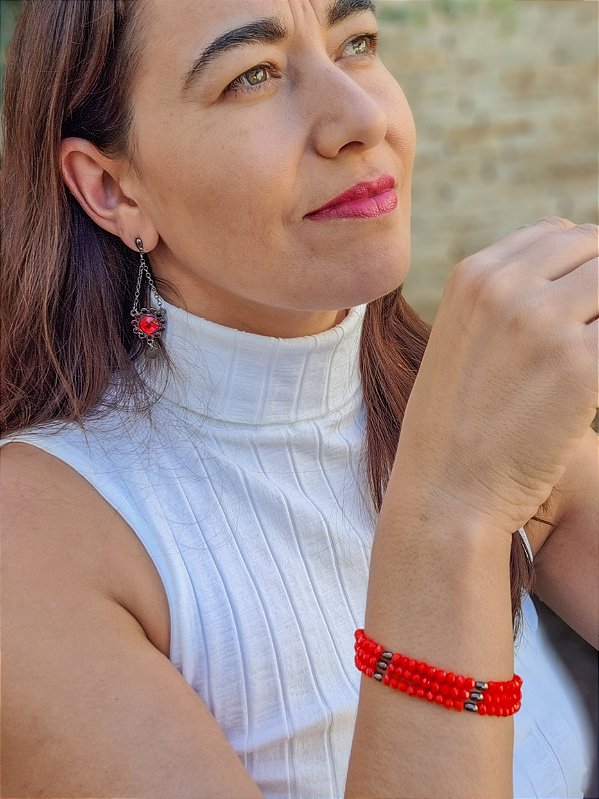 Pulseira Cristais Coral
