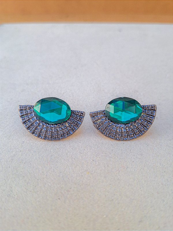 Brinco Grafite Leque Verde