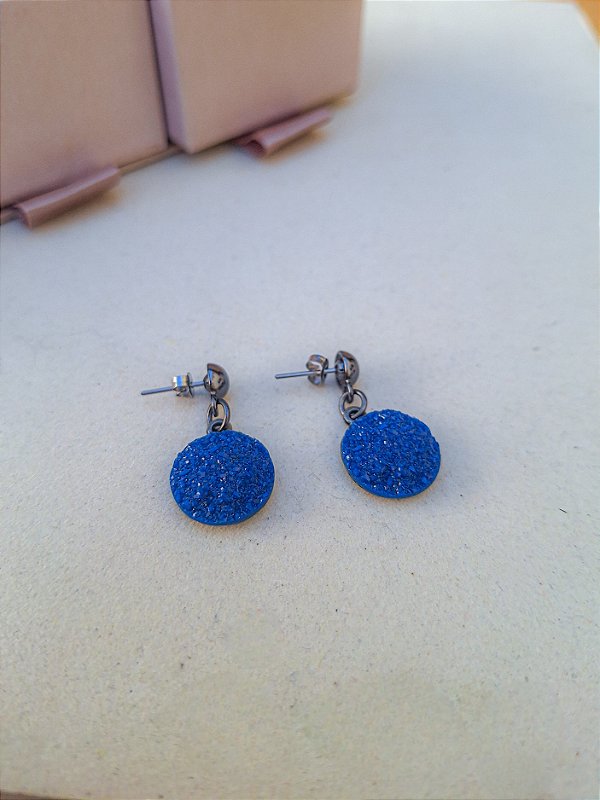 Brinco Redondo Azul Brilho