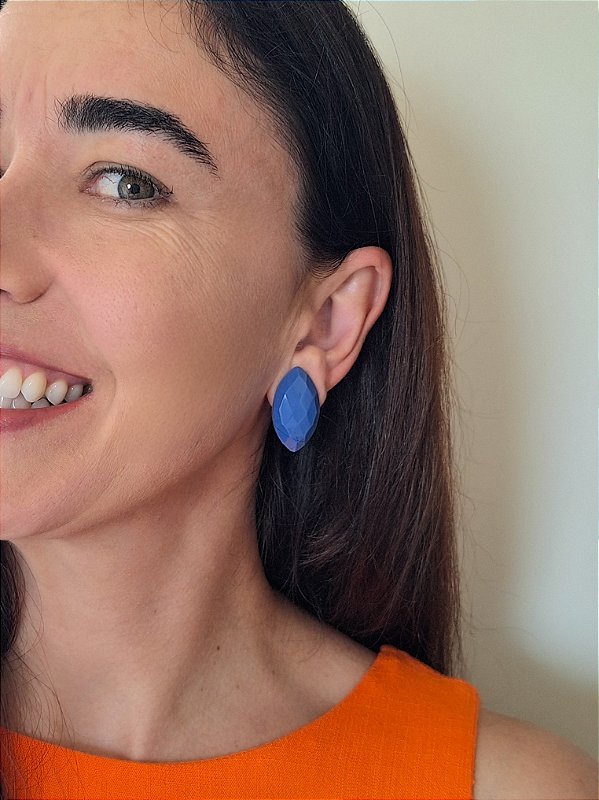 Brinco Botão Azul