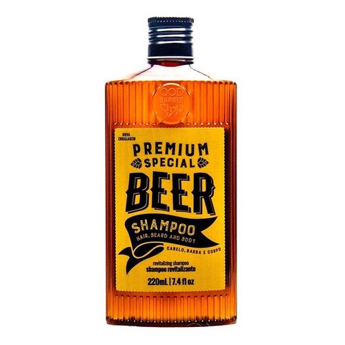 Shampoo Masculino Cabelo Barba e Corpo Beer Qod Barber Shop 220ml