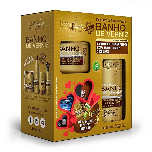 Kit Banho de Verniz Forever Liss Shampoo 300ml + Máscara 250g