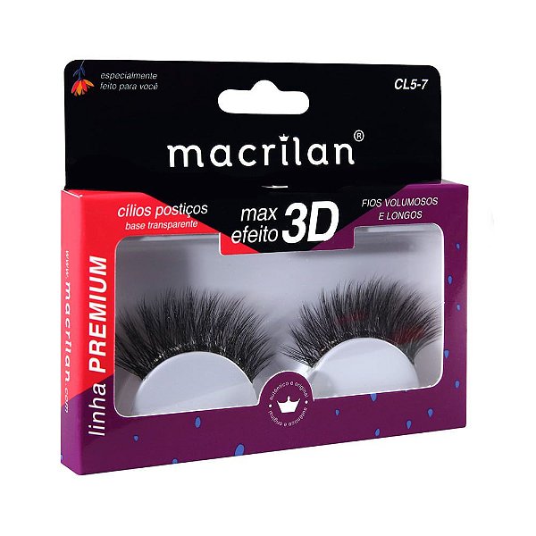 Cílios Postiços Fios Volumosos e Longos Efeito 3D Premium CL5-7 Macrilan