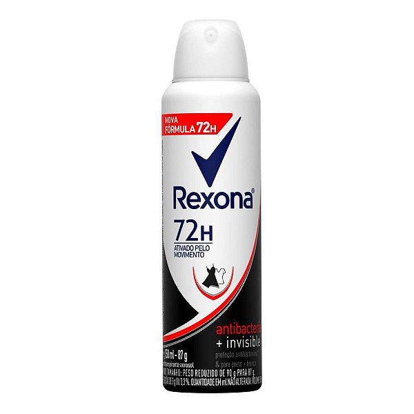 Desodorante Rexona 72h Antibacterial + Invisible Feminino Aerosol 150ml