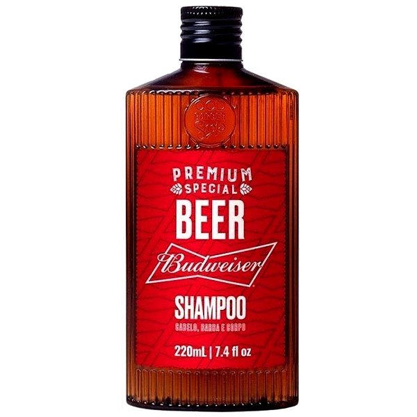 Shampoo Budweiser Cabelo Barba e Corpo Beer Qod Barber Shop 220ml