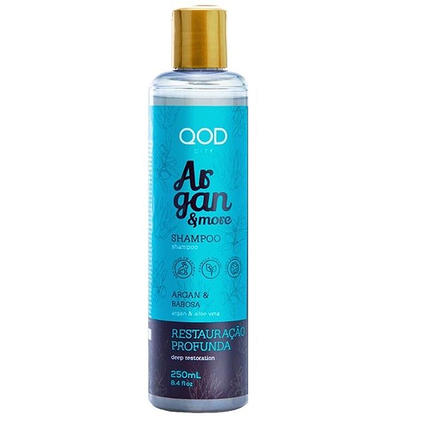 Shampoo Sem Sal Argan e Babosa Restauração Profunda Qod City 250ml