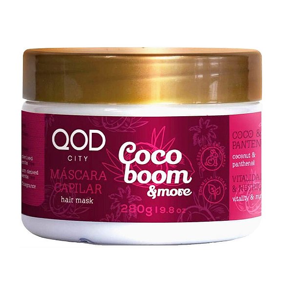 Máscara Óleo de Coco e Pantenol Nutrição e Brilho Qod City 280g