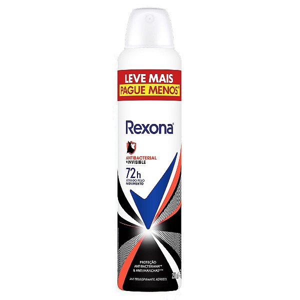 Desodorante Rexona 72h Antibacterial + Invisible Feminino Aerosol 250ml