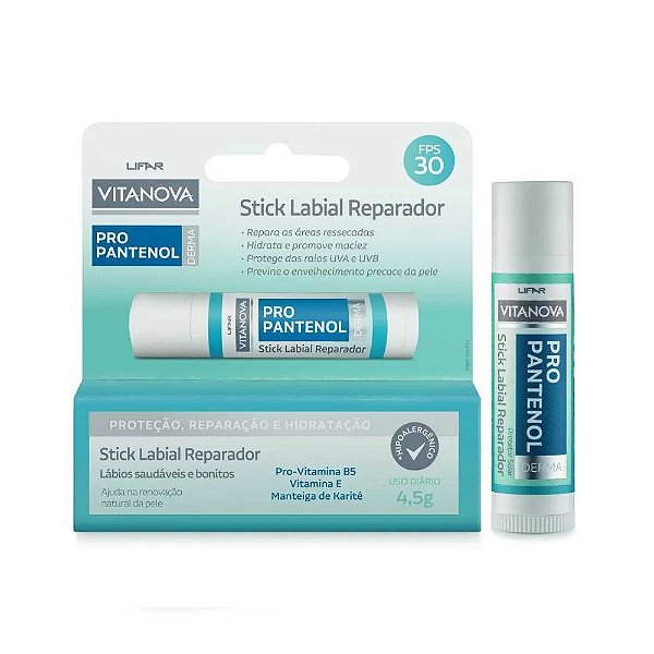 Hidratante Labial Reparador Pantenol FPS30 Bastão Lifar 4,5g