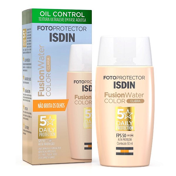 Protetor Isdin Fusion Water Color Clara FPS50 Oil Control 50ml