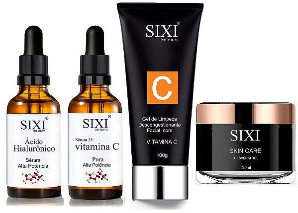 KIT VITAMINA C 35 + HIALURÔNICO + SABONETE FACIAL + RESVERATROL
