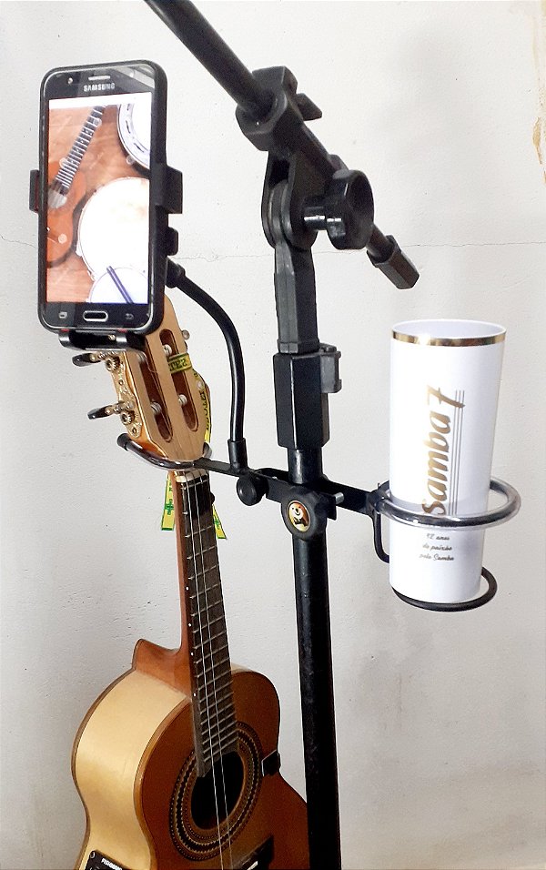 Suporte triplo de celular, líquido e cavaco/banjo