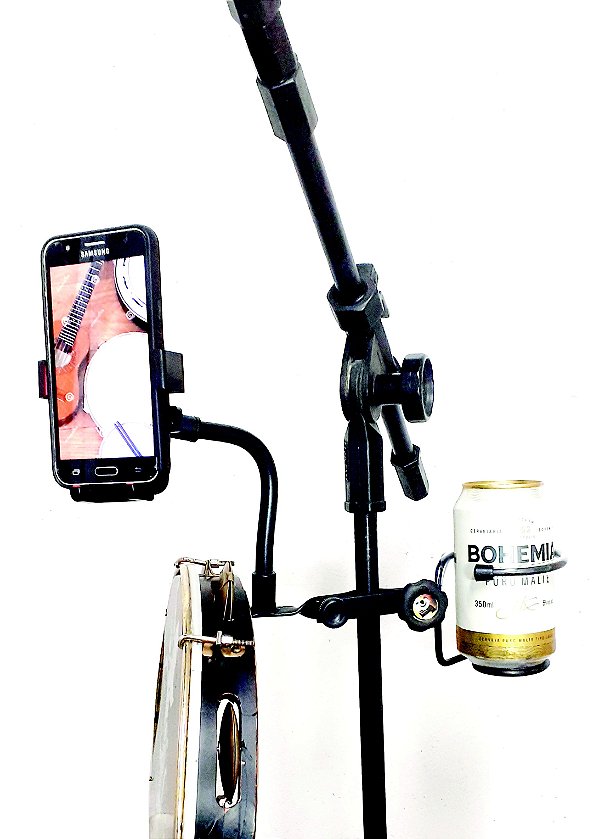 Suporte triplo de celular, liquidos e pandeiro
