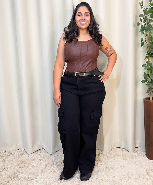 CALÇA CARGO JEANS PLUS SIZE