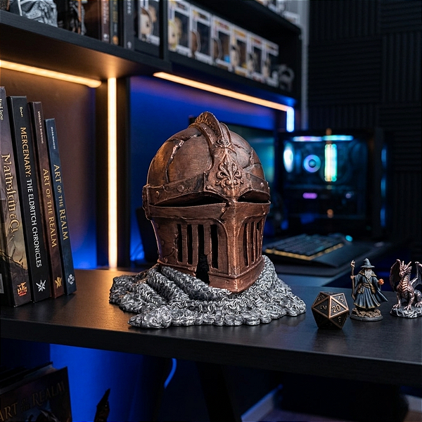 Capacete Medieval Decorativo com Cota de Malha- Peça Temática