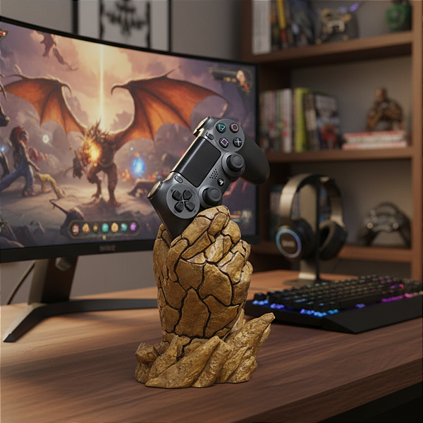 Suporte para Controle Gamer – Mão de Pedra Decorativa