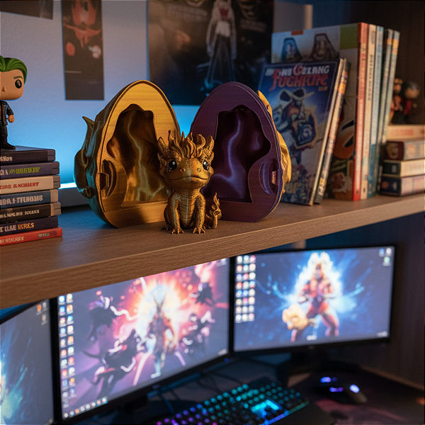 Ovo de Dragão Fire com Baby Dragão Decorativo