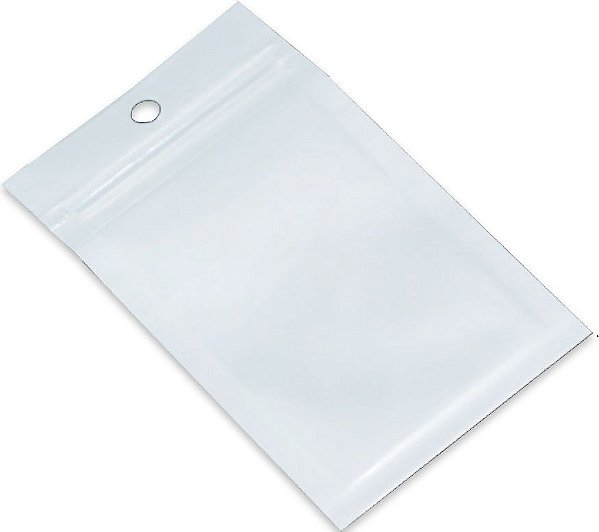 Saco Hermético Zip 10x15cm Frente Transparente Fundo Branco 100 unidades - Kafe Embalagens