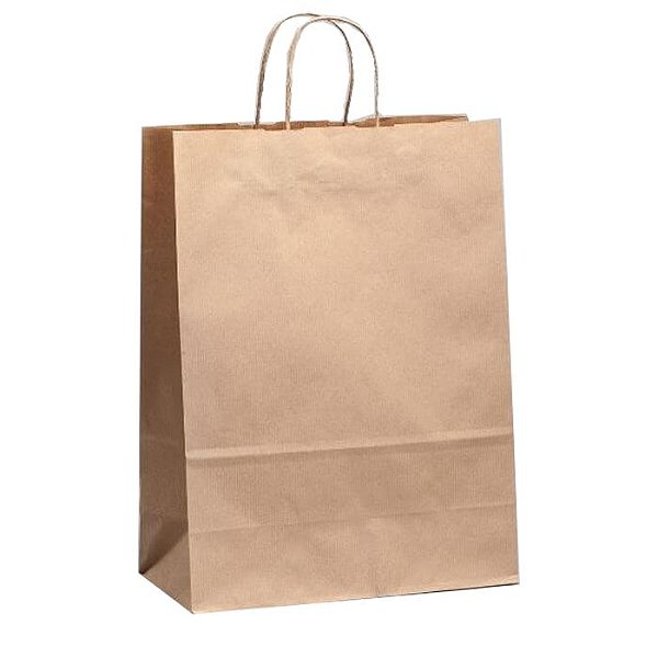 Sacola de Papel Pardo Kraft 32x39x16cm - 50 unidades - Kafe Embalagens