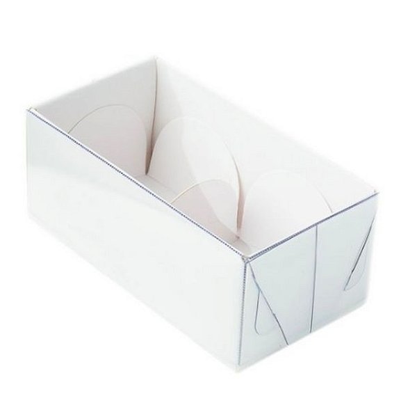 Caixa 2 Doces Branca com Tampa Transparente Nº2 (8,5x4x3,5cm) 10 unidades - Kafe Embalagens