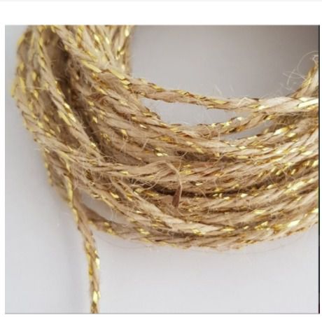Fio de Juta Natural com Fio Ouro - 10 Metros - EcoArt - Kafe Embalagens