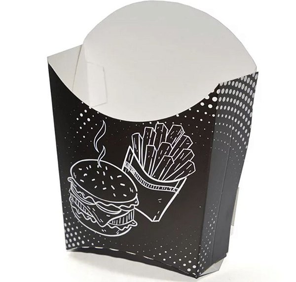 Embalagem para Batata Frita M (150g) 11,4x9,5x4,3cm - Preto - 100 unidades - Perpack - Kafe Embalagens