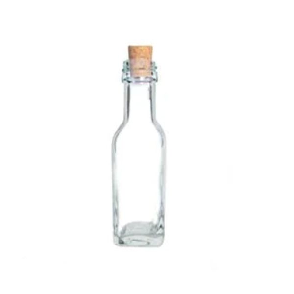Mini Garrafa Quadrada de Vidro 20ml com Tampa de Rolha - 01 unidade - Kafe Embalagens