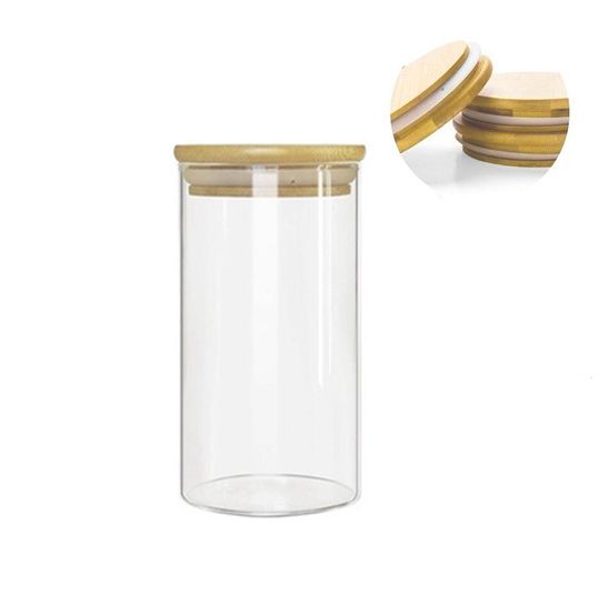 Pote de Vidro Hermético com Tampa de Bambu 150ml 9x5cm - 01 unidade - Kafe Embalagens