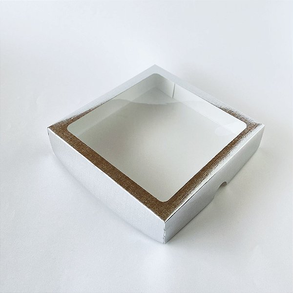 Caixa com Visor S8 Prata (19x19x4cm) 10 unidades - ASSK - Kafe Embalagens