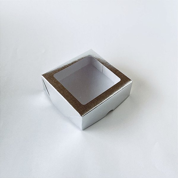 Caixa com Visor S11 Prata (9x9x4cm) 10 unidades - ASSK - Kafe Embalagens