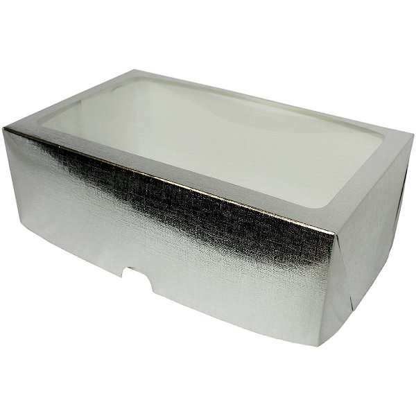 Caixa com Visor S17 Prata (25x15x 8cm) 10 unidades - ASSK - Kafe Embalagens