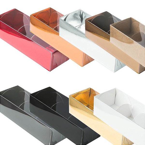 PROMOÇÃO Caixa para 3 Doces PVC 3 (12x4,5x4cm) - 10 unidades - ASSK - Kafe Embalagens