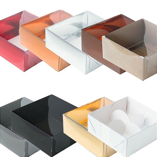 PROMOÇÃO Caixa para 4 Doces PVC 4 (8,5x8,5x4cm) - 10 unidades - ASSK - Kafe Embalagens