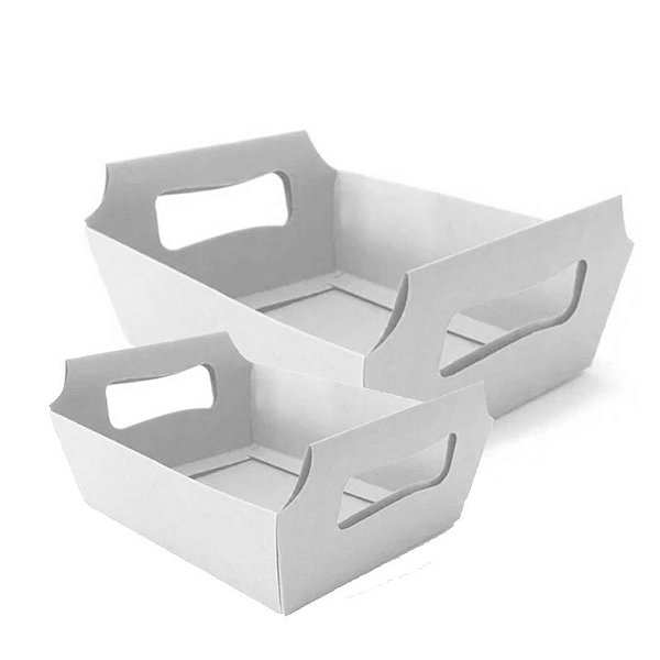 Cesta Caixote de Papel Cartão Branco - 10 unidades - ASSK - Kafe Embalagens