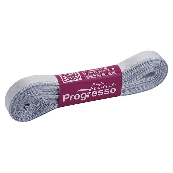 Fita de Cetim Prata Cor 084 - 01 unidade - Progresso - Kafe Embalagens