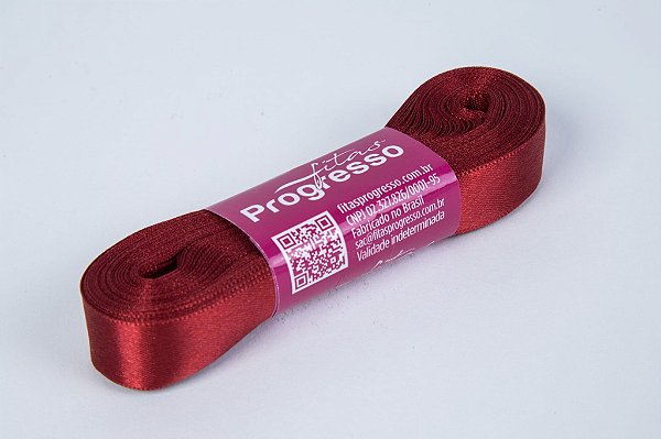 Fita de Cetim Vinho Cor 389 - 01 unidade - Progresso - Kafe Embalagens