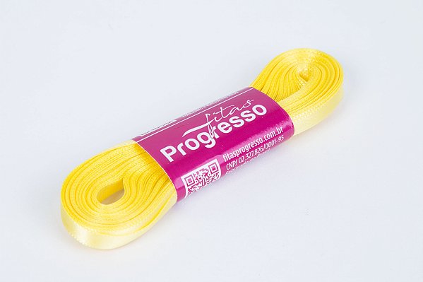 Fita de Cetim Amarelo Canário Cor 242 - 01 unidade - Progresso - Kafe Embalagens