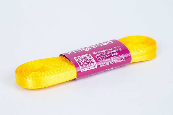 Fita de Cetim Amarelo Gema Cor 763 - 01 unidade - Progresso - Kafe Embalagens