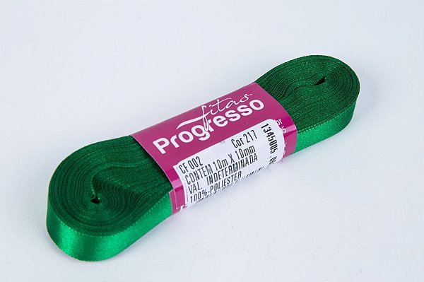 Fita de Cetim Verde Bandeira Cor 217 - 01 unidade - Progresso - Kafe Embalagens