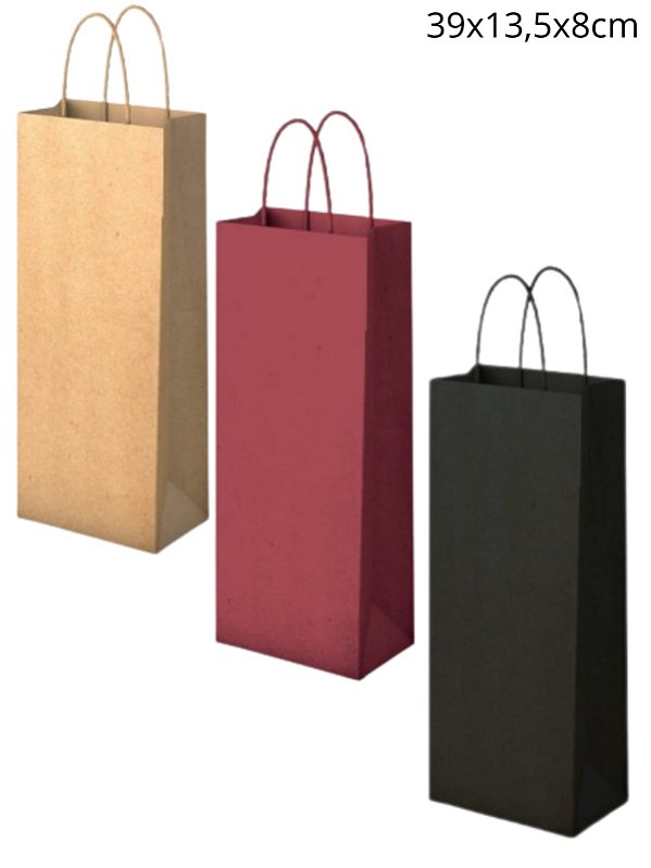 Sacola de Papel para Garrafa (39x13,5x8cm) - 10 unidades - ASSK - Kafe Embalagens